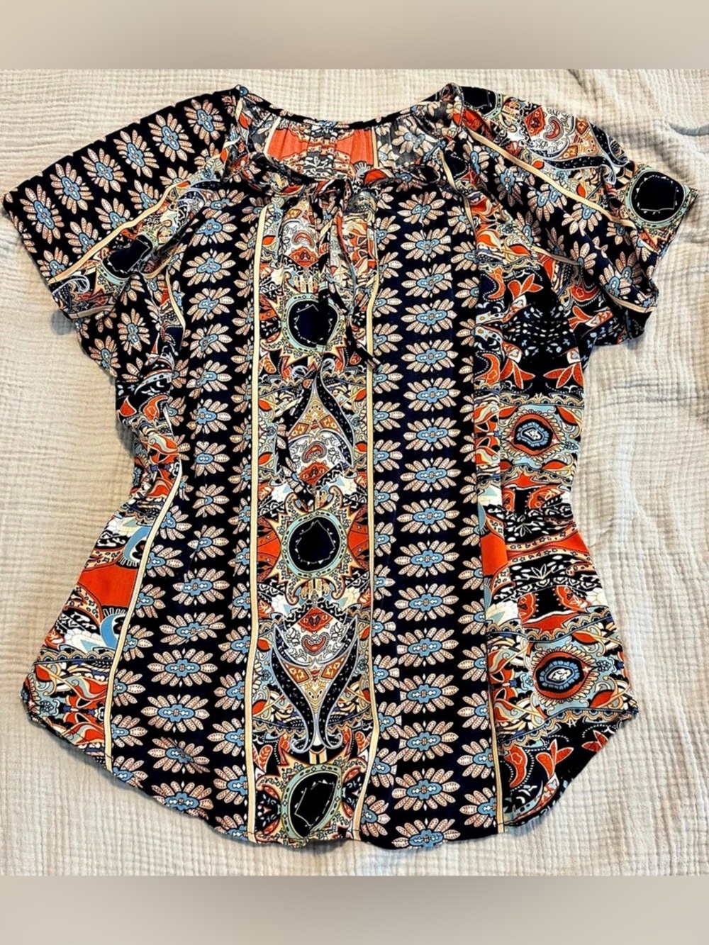 Floral Blouse in Black & Orange
